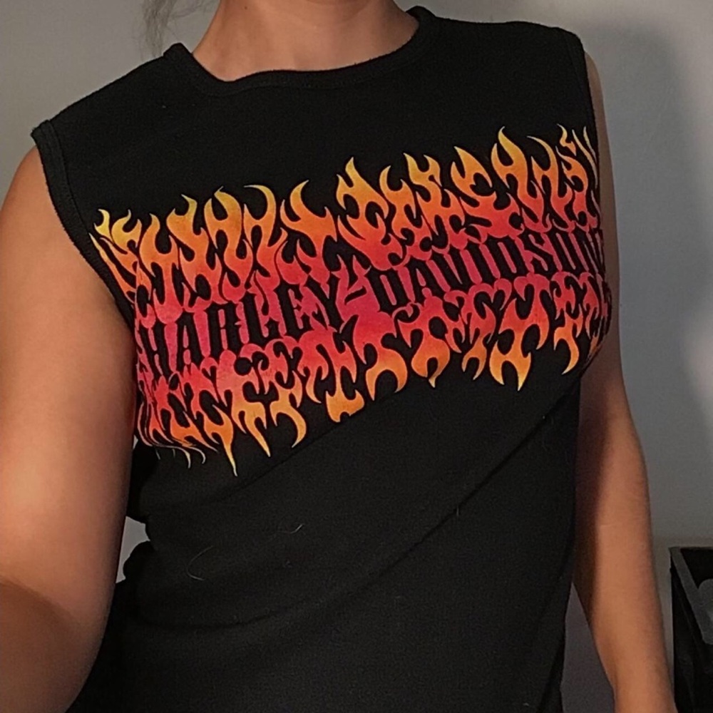Almost Vintage Harley Davidson Flame Logo Tank